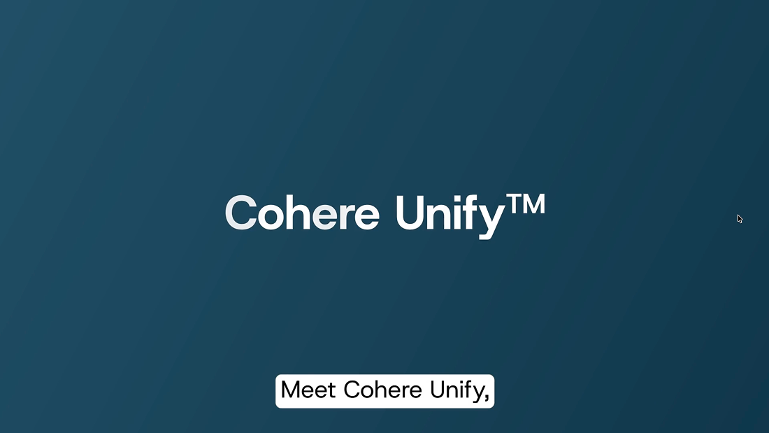 Cohere Unify Short platform overview video cover graphic