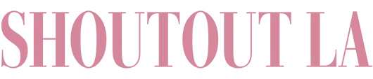 Text reading 'SHOUTOUT LA' in uppercase serif font with pink color.