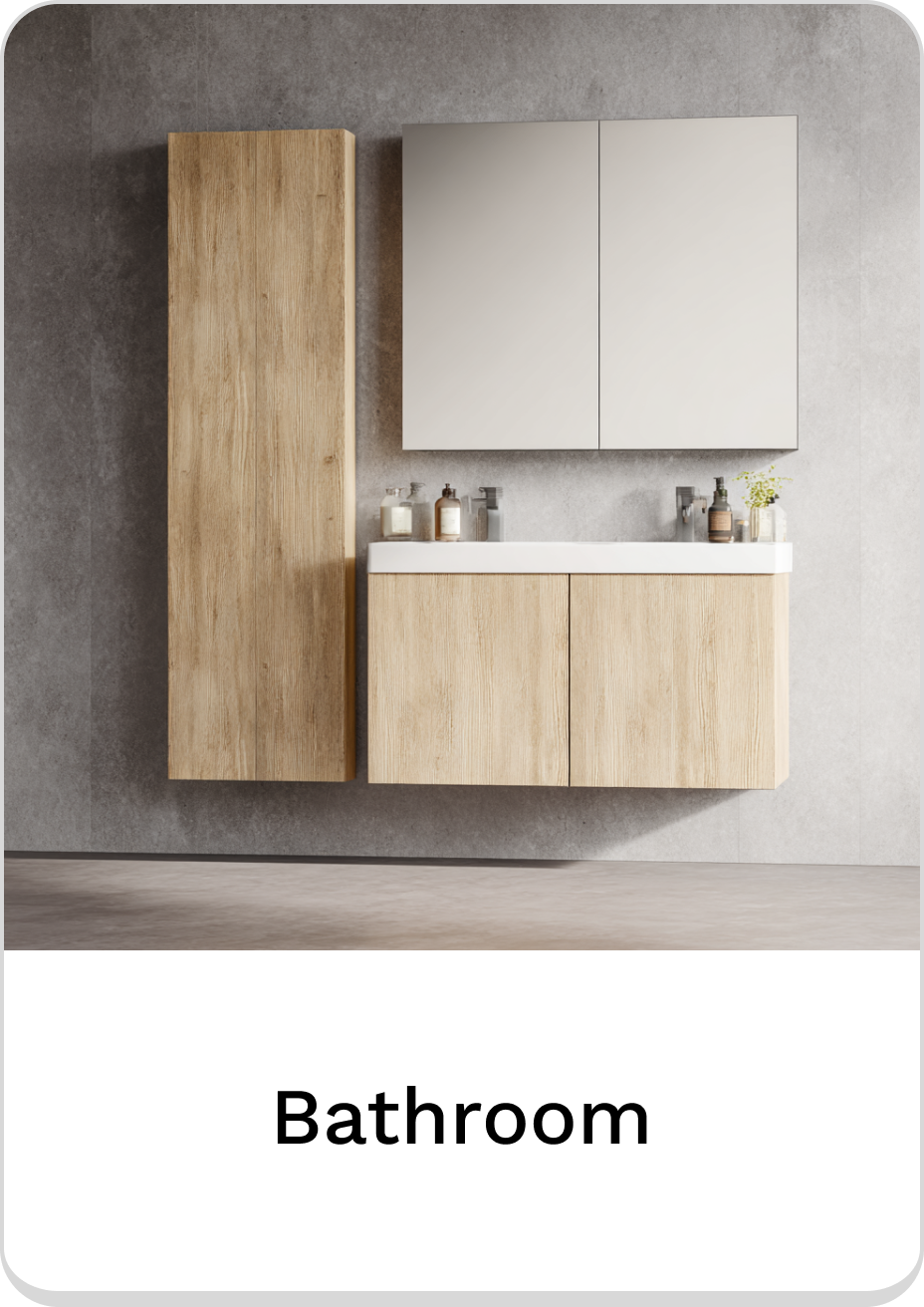 Modern wooden bathroom vanity with mirror and storage cabinets for stylish organization.