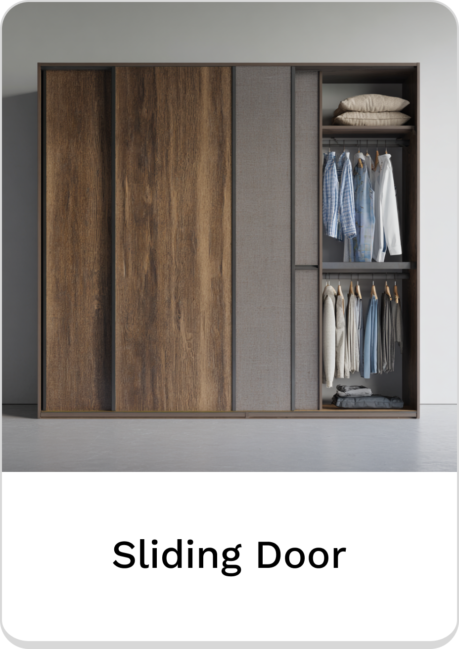 Stylish sliding door wardrobe showcasing organized clothing and storage options.