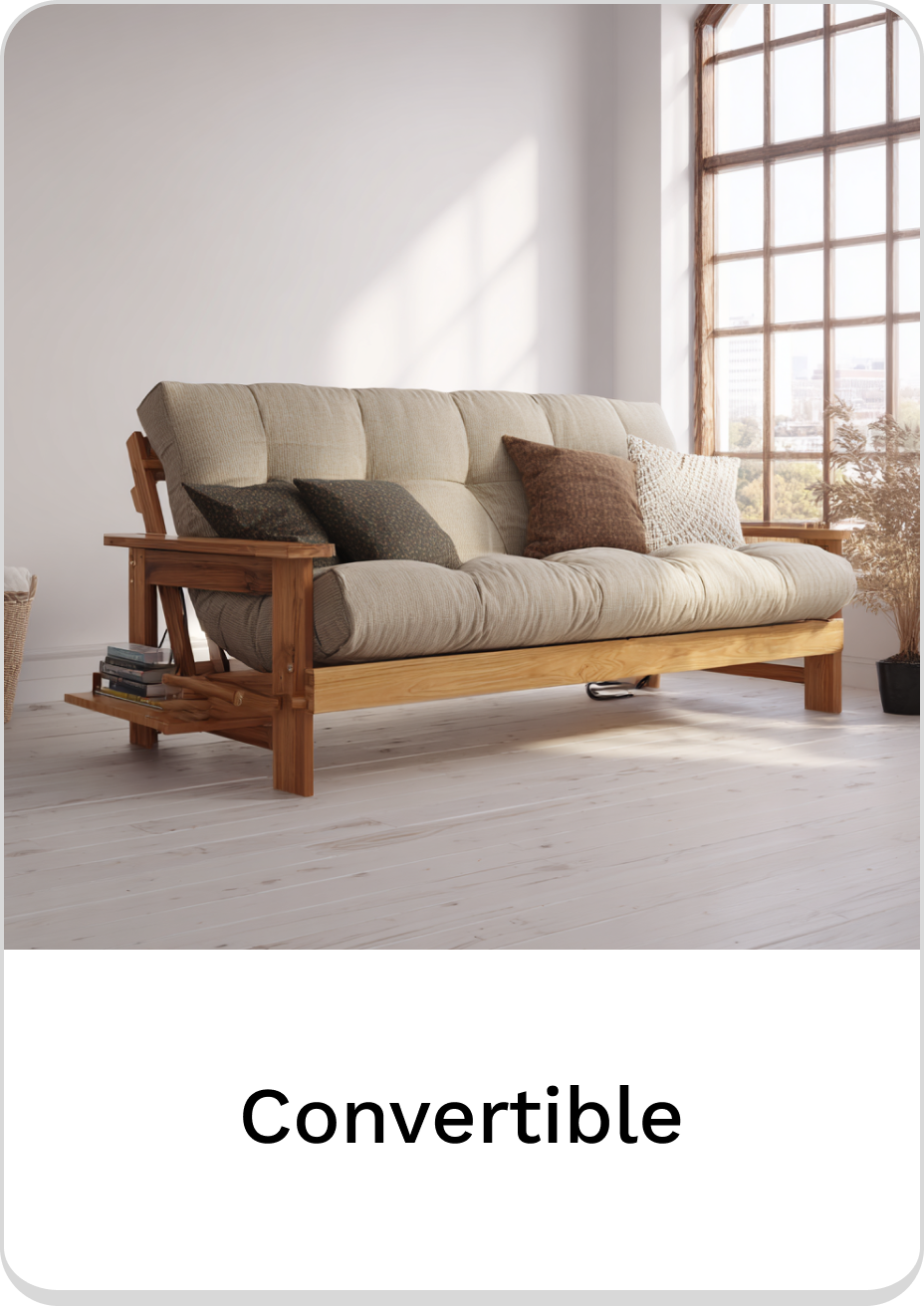 Stylish convertible sofa with cushions, perfect for modern living spaces.