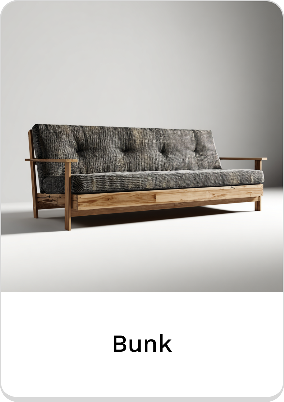 Stylish bunk sofa with wooden frame and plush cushioning for modern spaces.