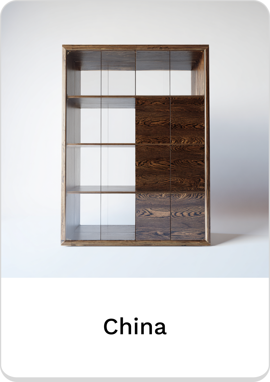 Modern wooden china cabinet with glass doors and sleek design.