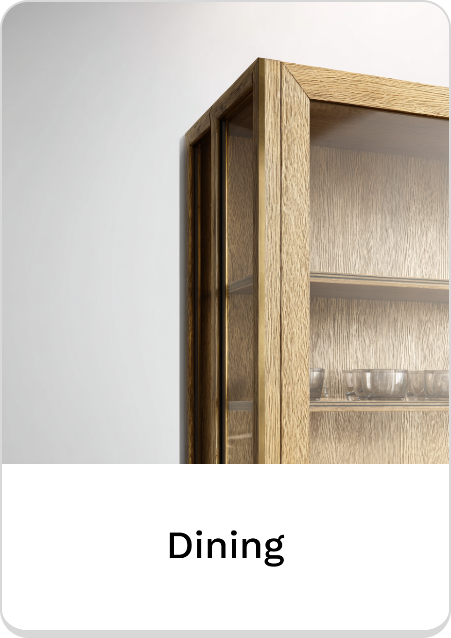 Elegant glass-front dining cabinet showcasing beautiful oak wood design.