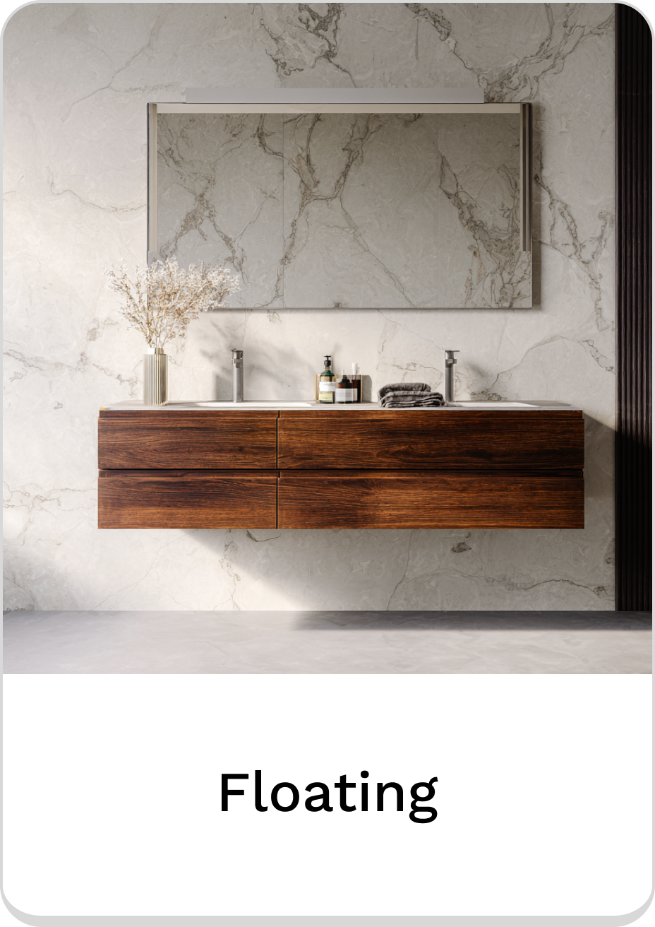 Stylish floating bathroom vanity with elegant design and modern fixtures.