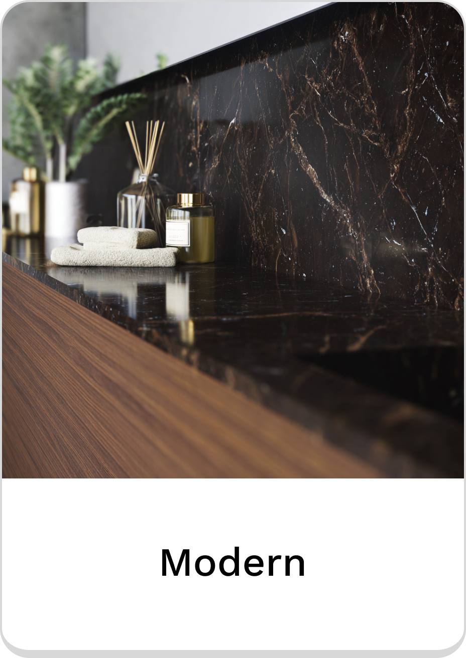 Stylish modern countertop with towels and décor for luxury bathroom design.