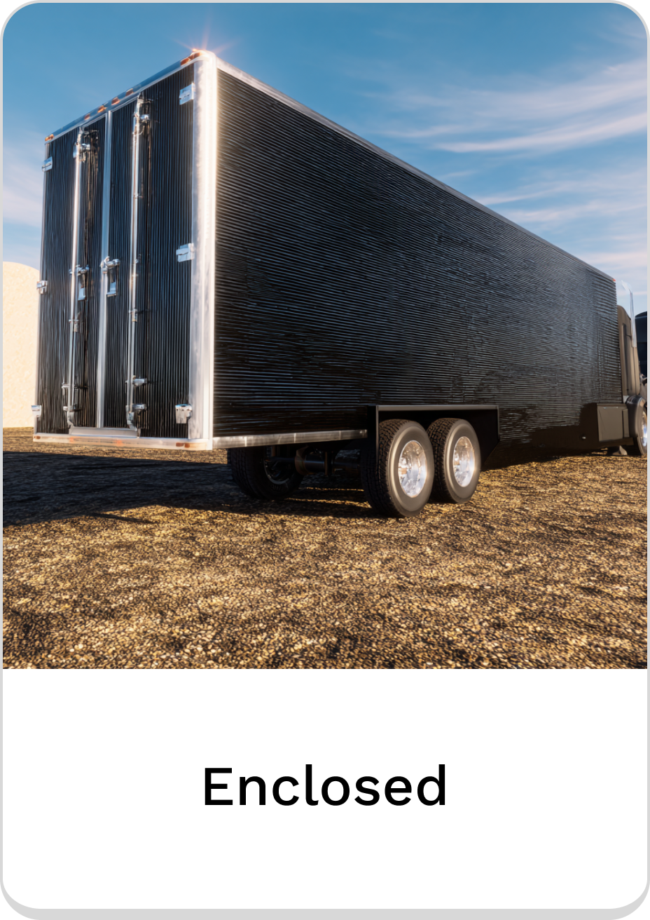 Heavy-duty enclosed trailer with sleek design and durable construction for safe transport.