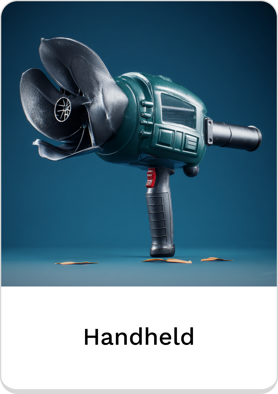 Compact handheld blower for easy outdoor cleanup and leaf removal.