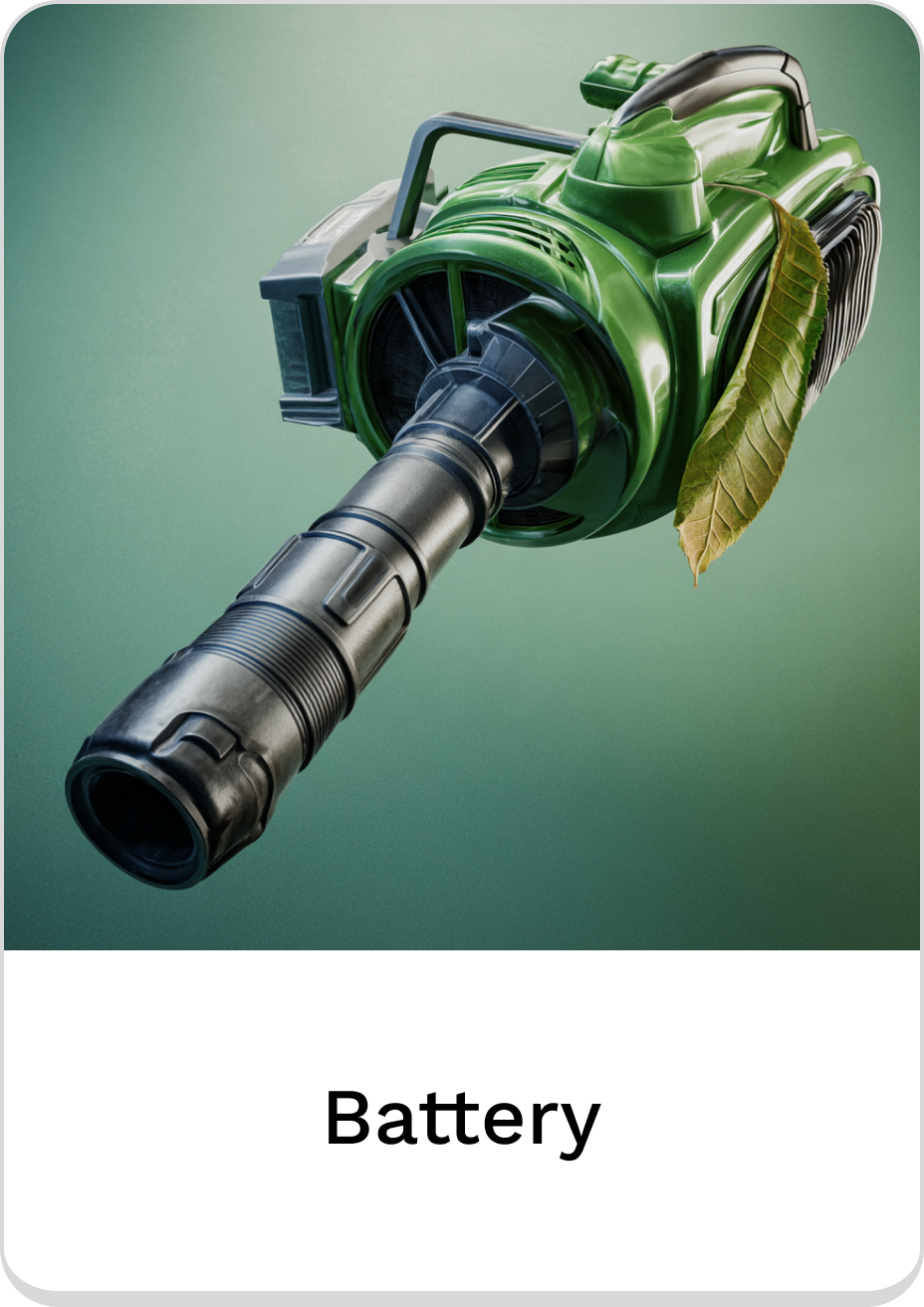 Green battery for eco-friendly powered tools in gardening.