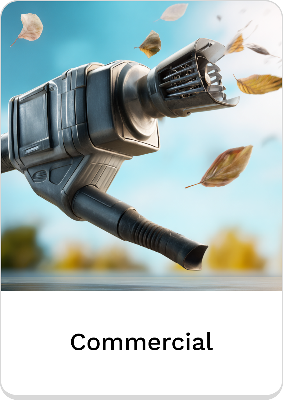 Commercial leaf blower with rotating fan, perfect for efficient outdoor cleanup.