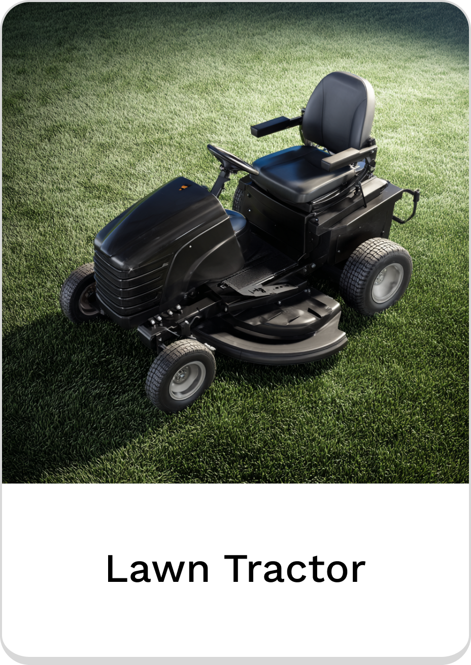 Black lawn tractor on green grass, perfect for efficient yard maintenance.