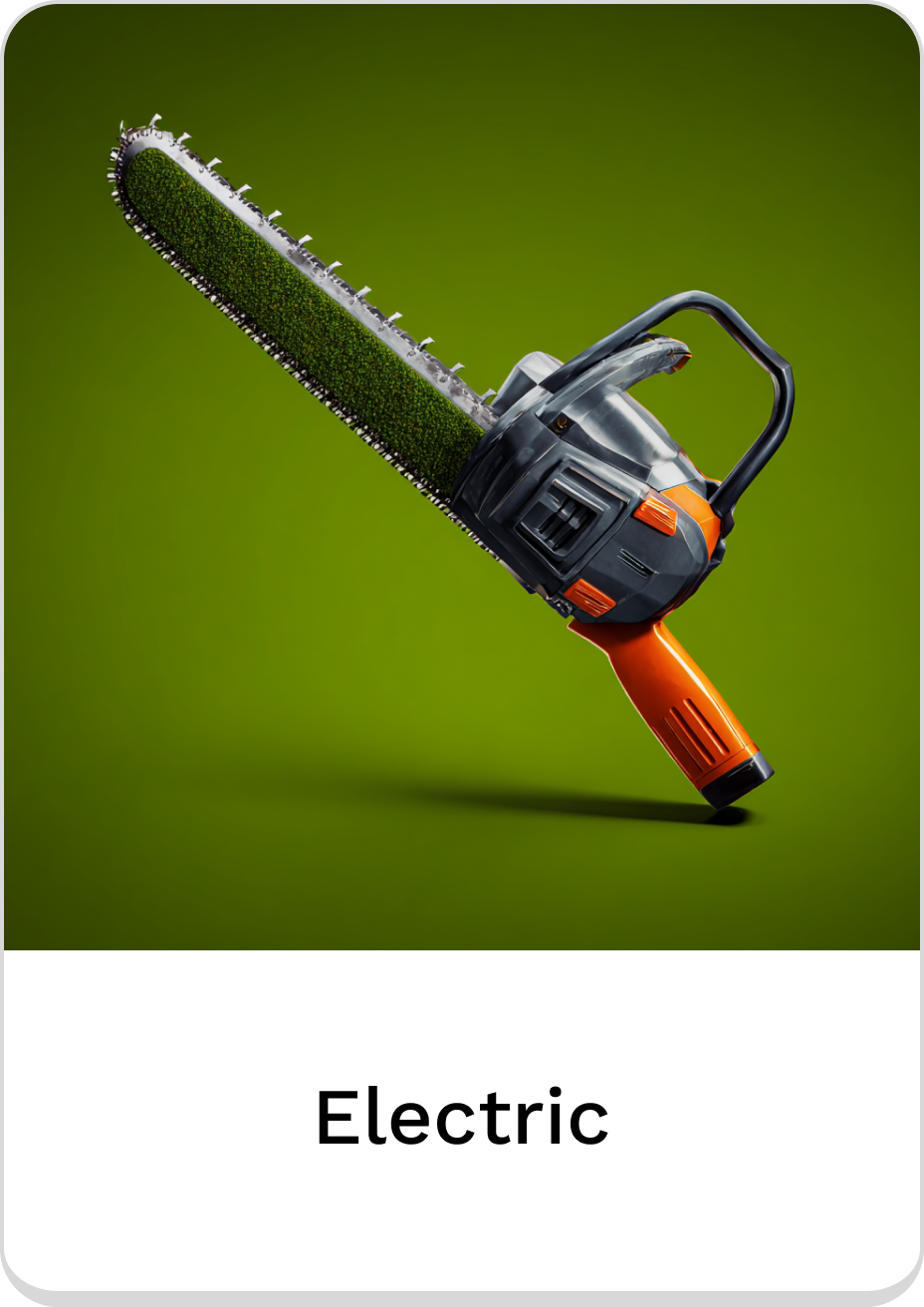 Electric chainsaw with a vibrant green blade for efficient cutting tasks.