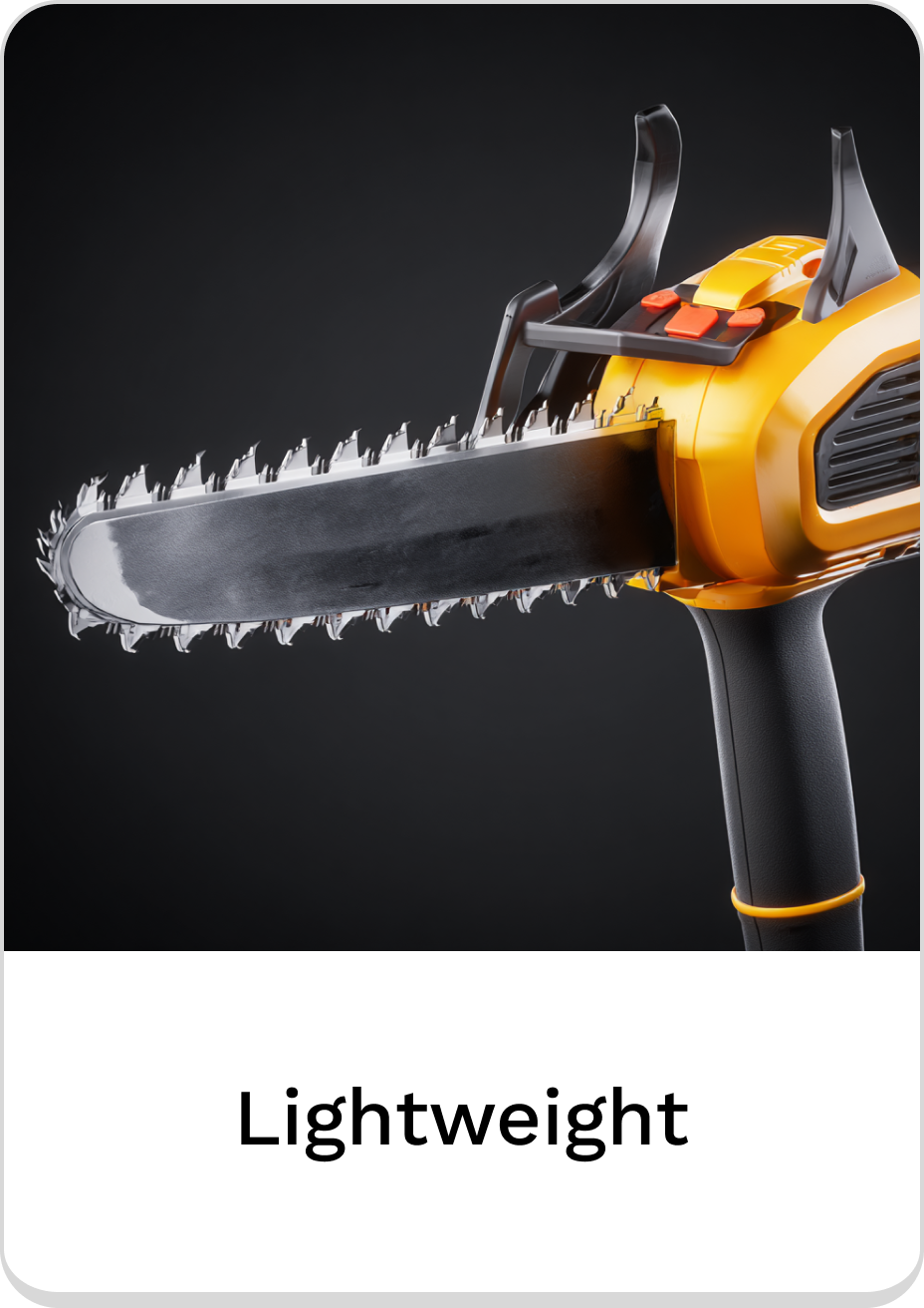 Lightweight chainsaw designed for effortless outdoor cutting tasks.