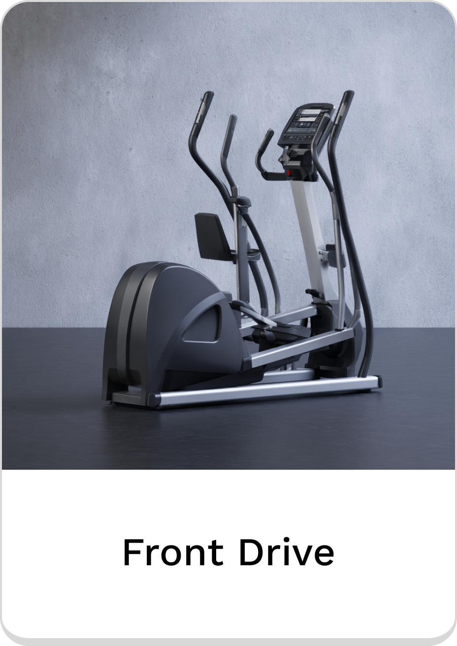Front drive elliptical machine for low-impact cardiovascular workouts.