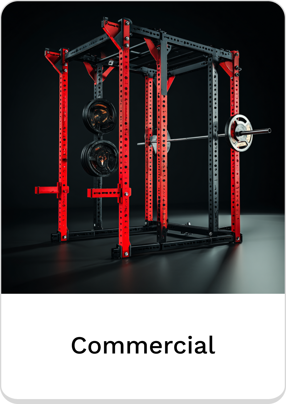Durable commercial power rack with weights, ideal for strength training facilities.