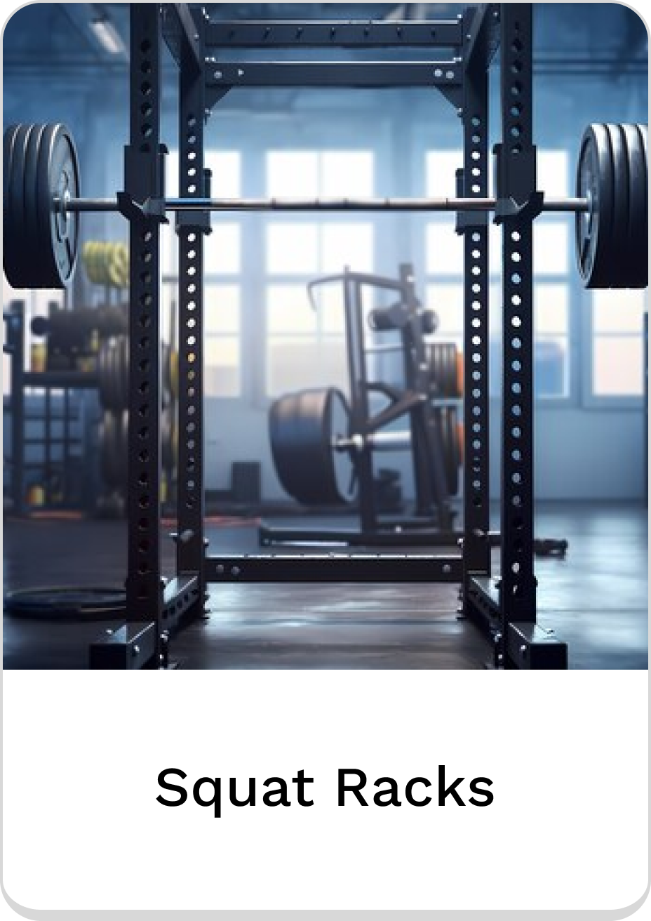 Heavy-duty squat racks for gym strength training and optimal performance.