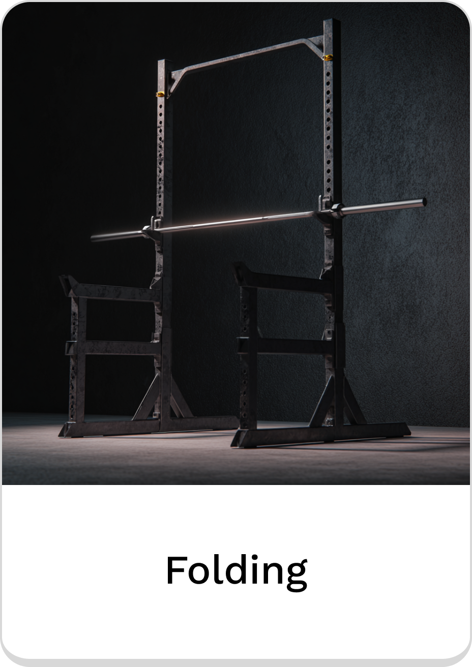 Sturdy folding weight rack for efficient home gym workouts.