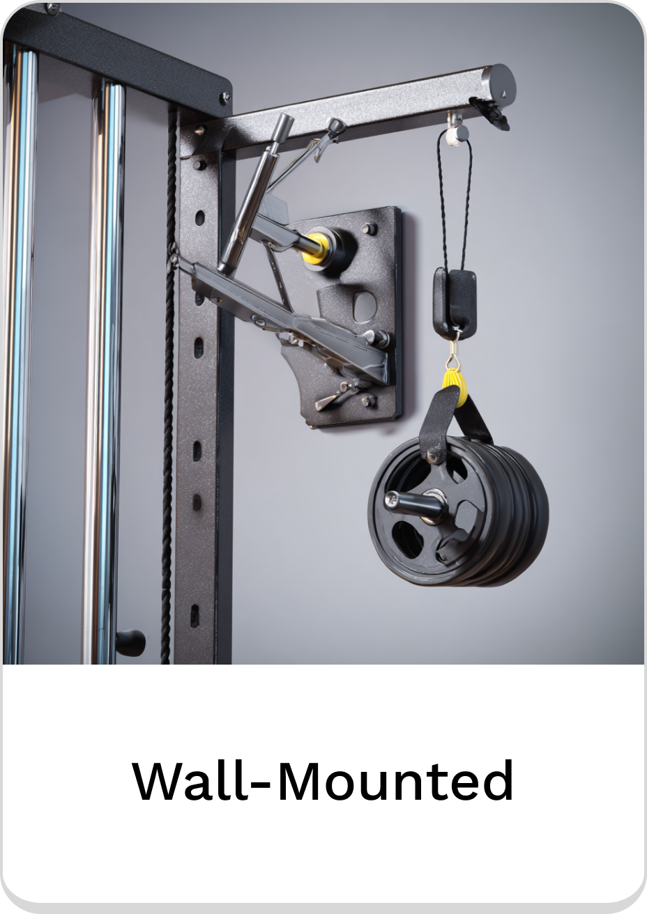Durable wall-mounted pulley system for efficient strength training workouts.