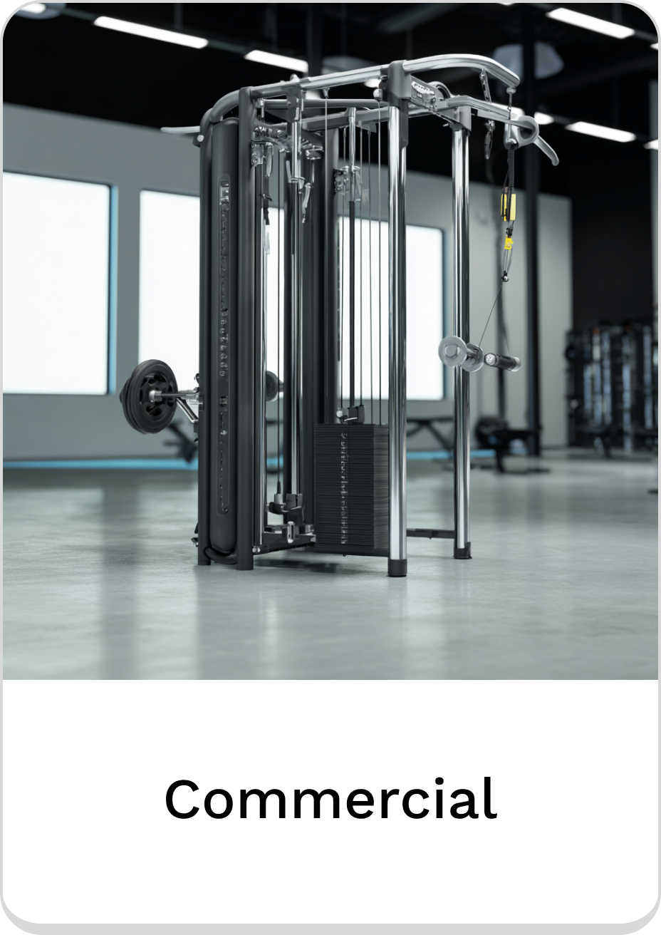Commercial fitness cable machine for versatile strength training exercises.