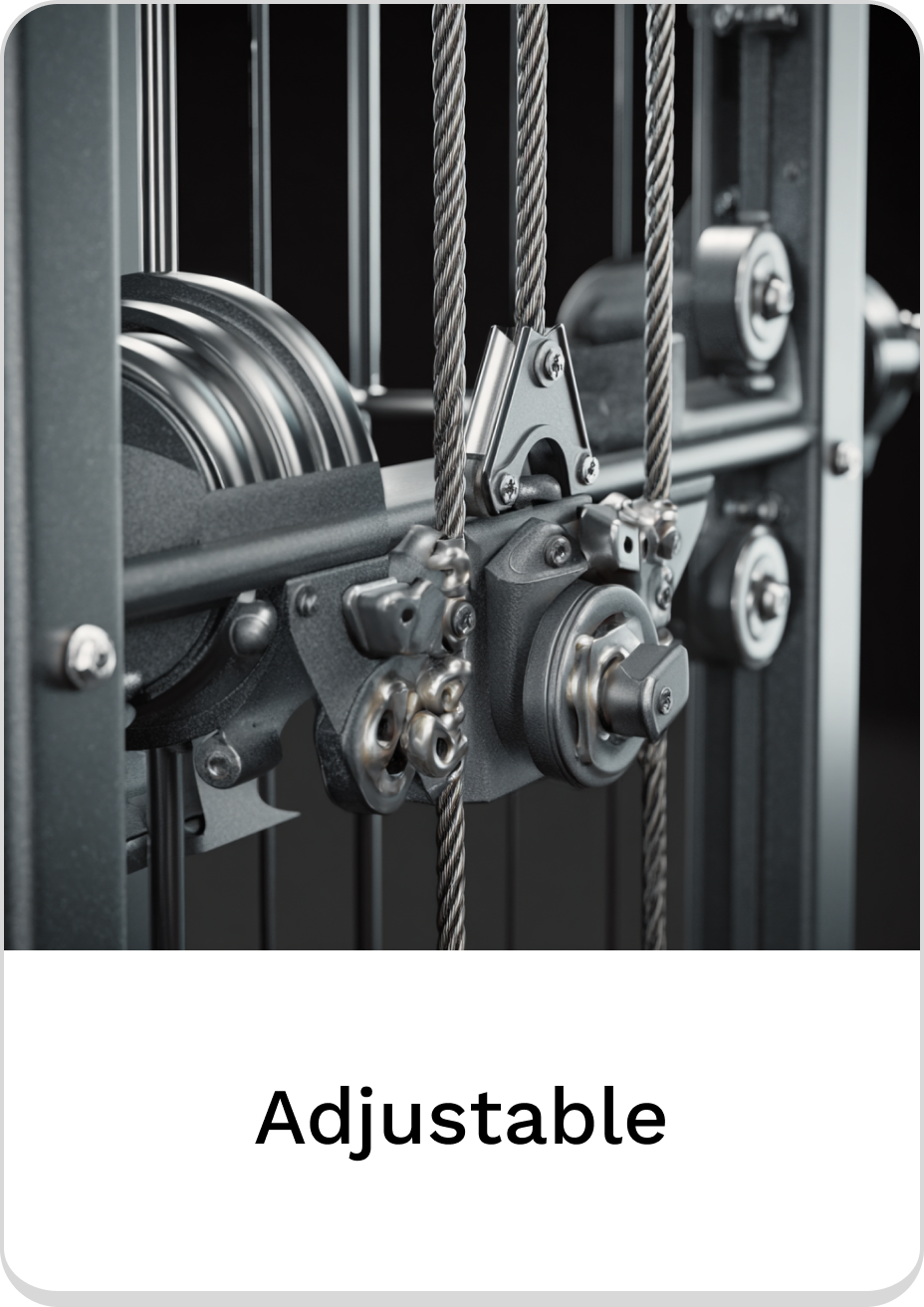 Close-up of an adjustable pulley system for fitness equipment.