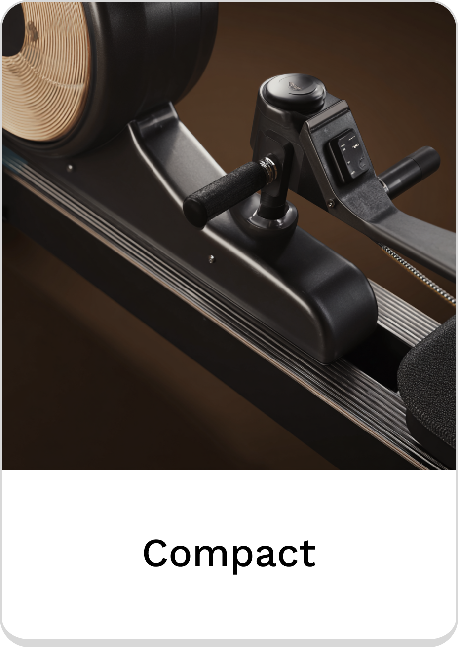 Compact rowing machine with adjustable resistance for efficient home workouts.