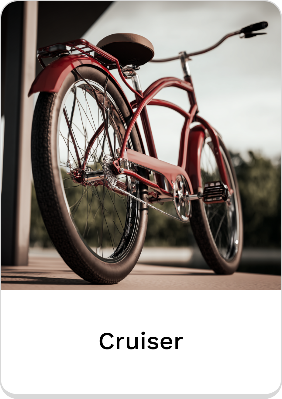 Stylish red cruiser bike with retro design and comfortable seat for leisurely rides.