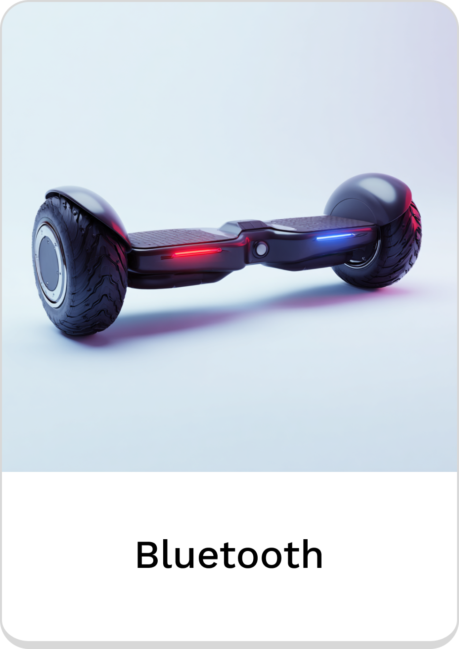 Bluetooth hoverboard with vibrant LED lights and durable tires.
