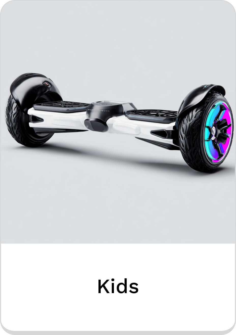 Stylish hoverboard for kids with vibrant LED wheels and durable design.
