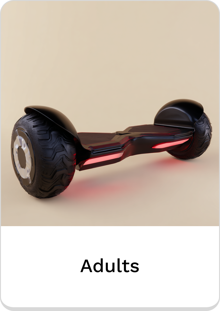 Stylish hoverboard for adults with sleek design and bright LED lights.