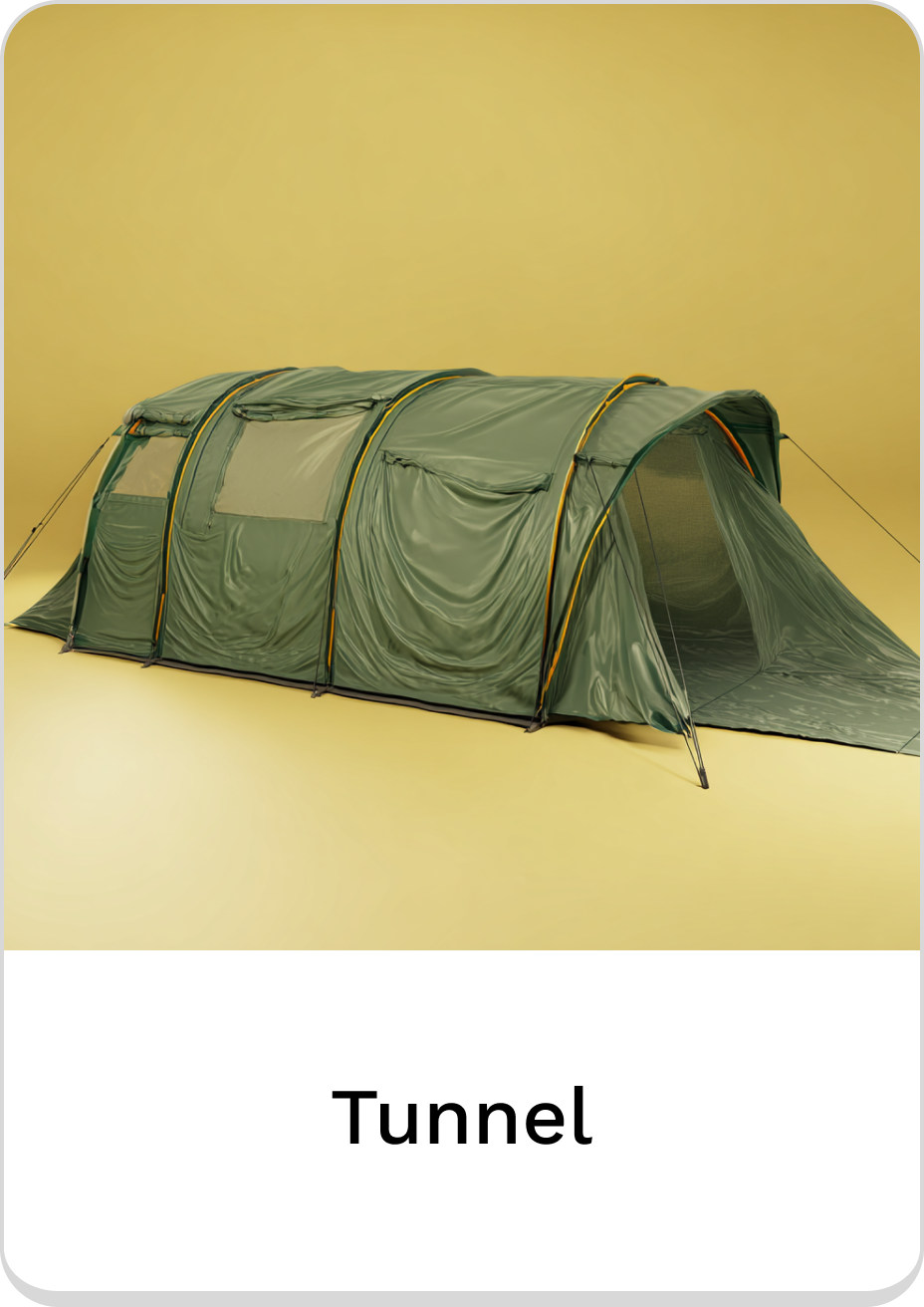 Green tunnel tent designed for spacious outdoor camping adventures.