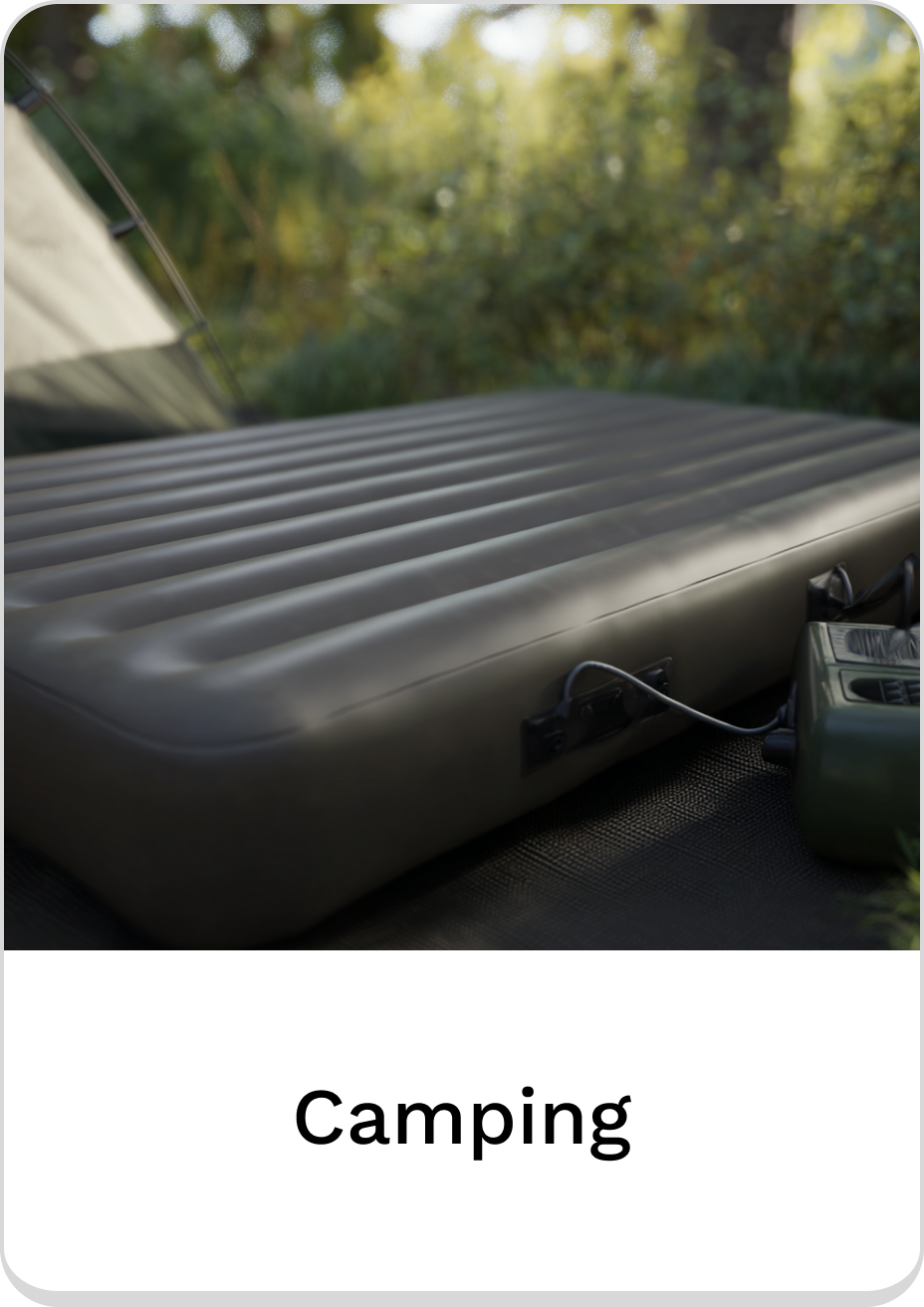 Inflatable camping mattress with built-in connections for a comfortable outdoor experience.