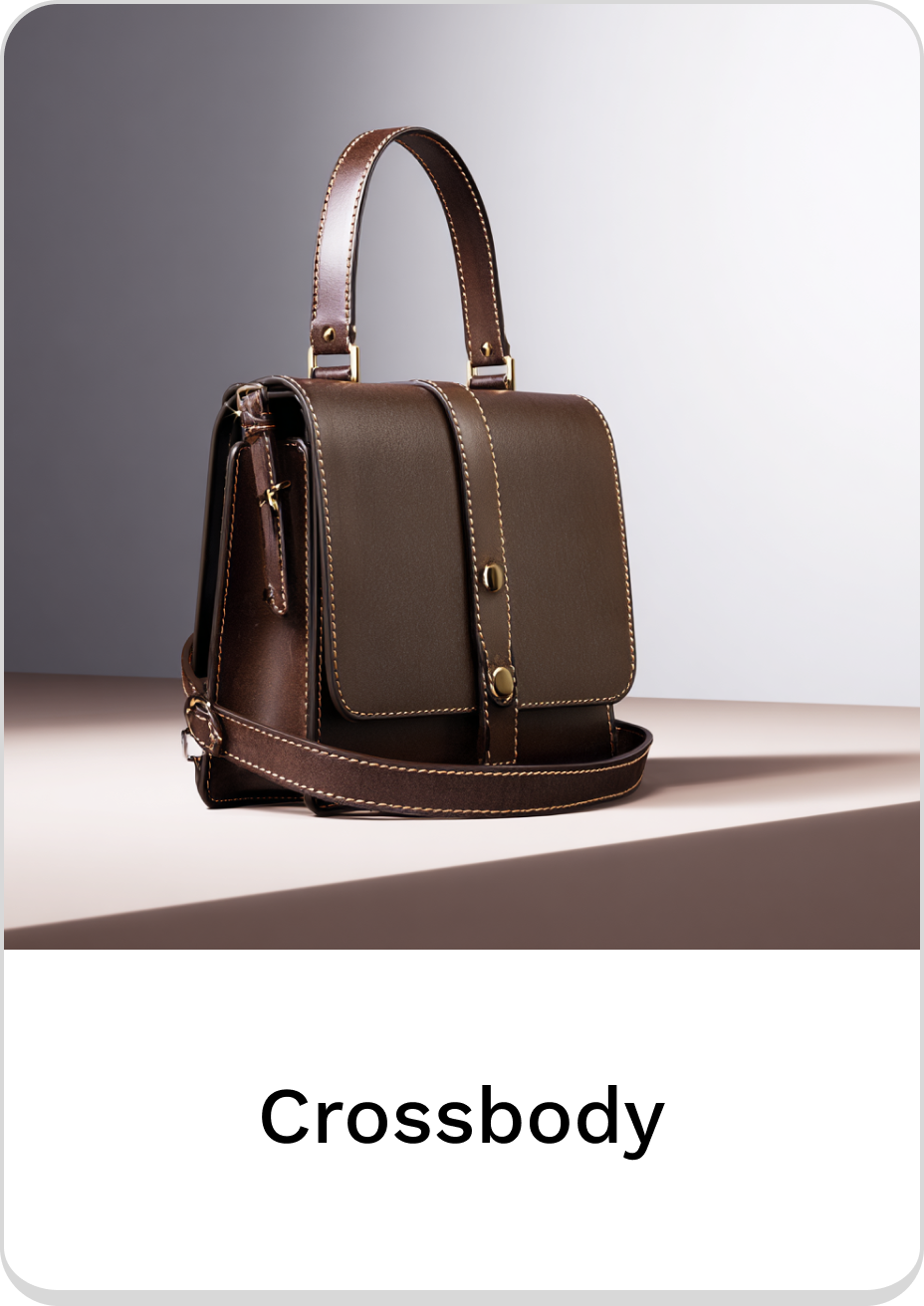 Stylish brown leather crossbody bag with elegant stitching and versatile design.