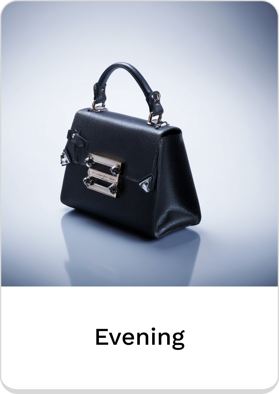 Stylish black evening handbag with unique hardware and elegant design.