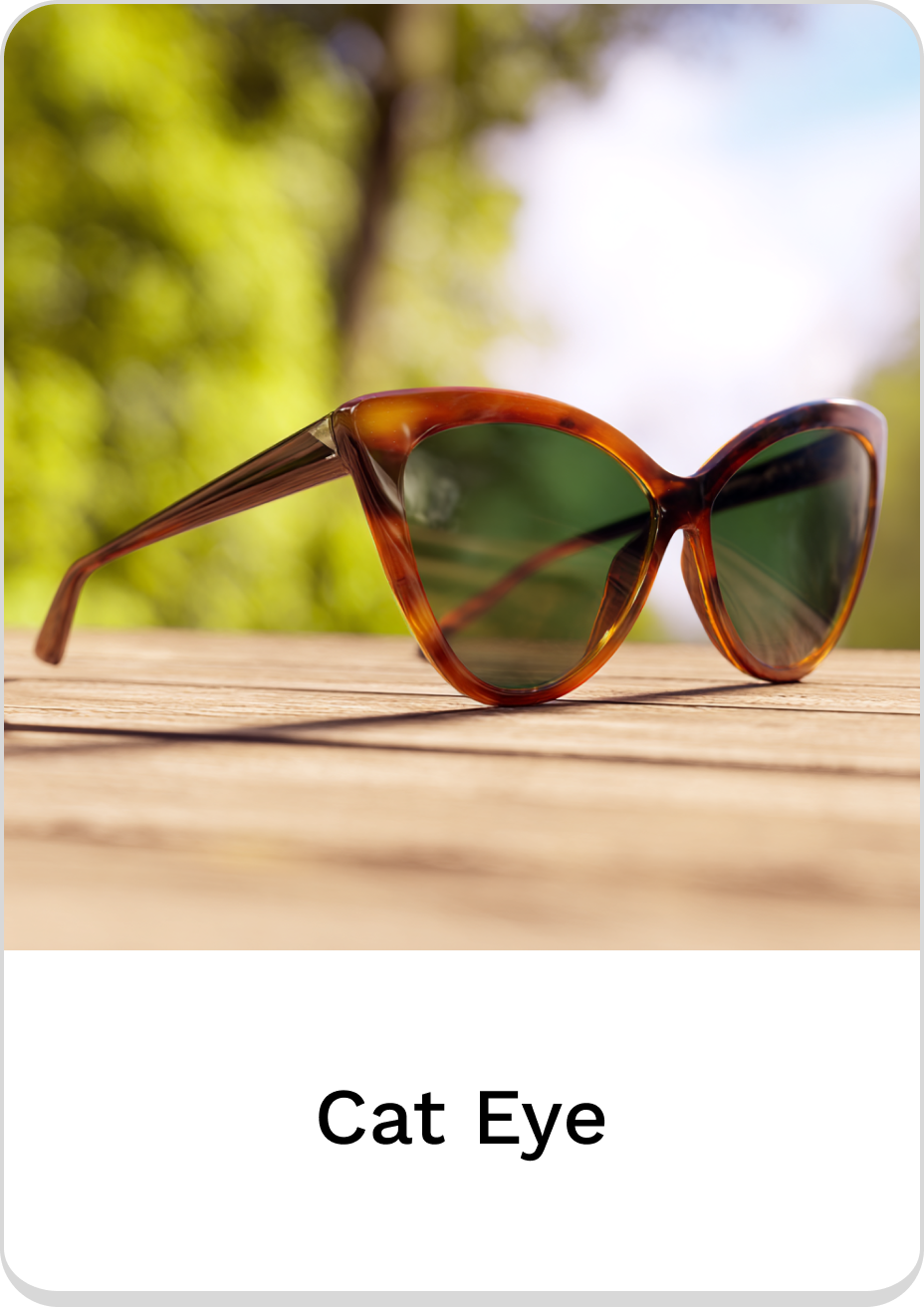 Stylish cat eye sunglasses with green lenses on a wooden surface.