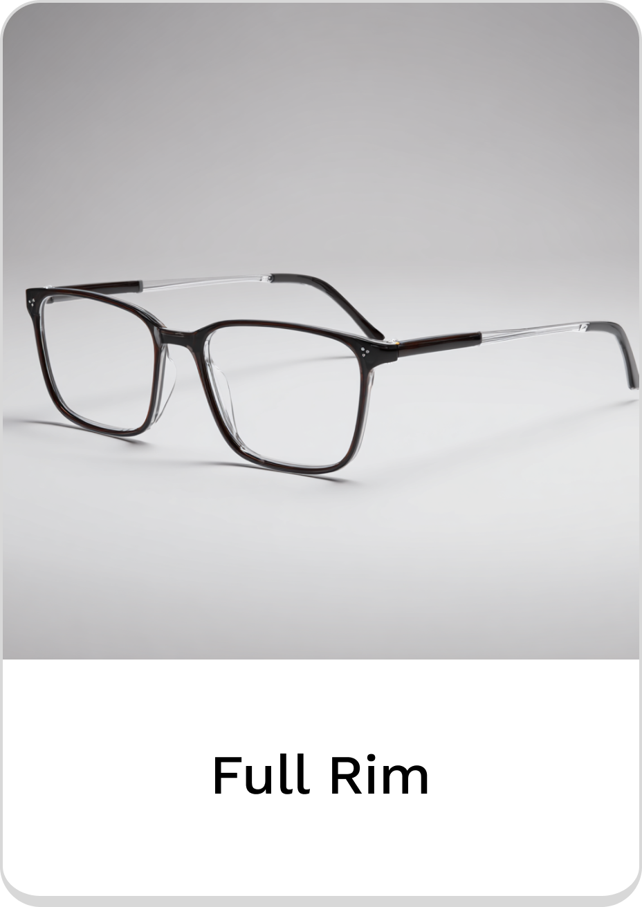 Elegant full rim glasses with a modern design and sturdy frames.