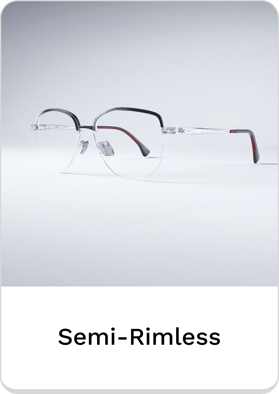 Stylish semi-rimless glasses with a modern design and clear lenses.