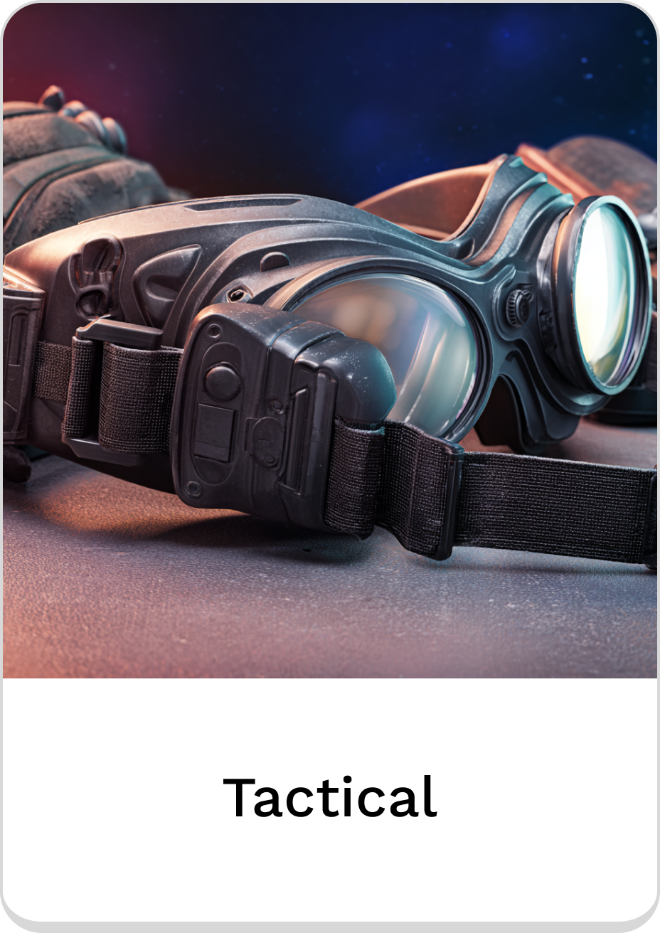 Close-up of tactical goggles for enhanced visibility in challenging environments.