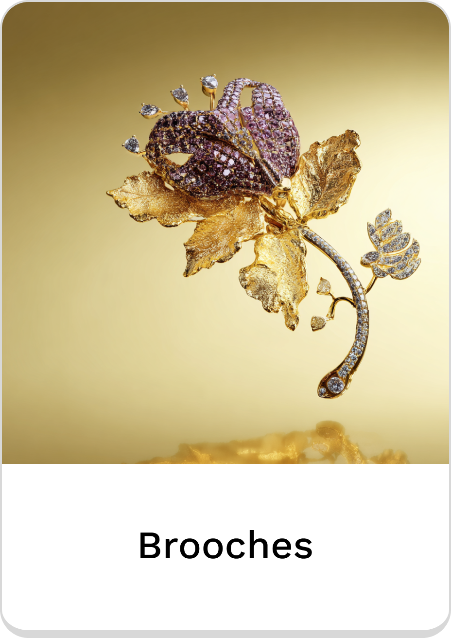Elegant gold and purple floral brooch, a stunning addition to luxury brooches collection.