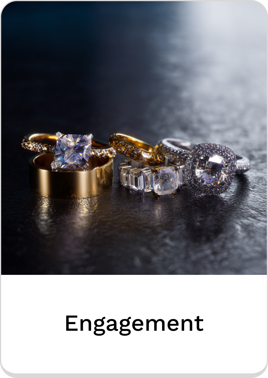 Elegant engagement rings featuring diverse styles and sparkling gemstones for your perfect moment.