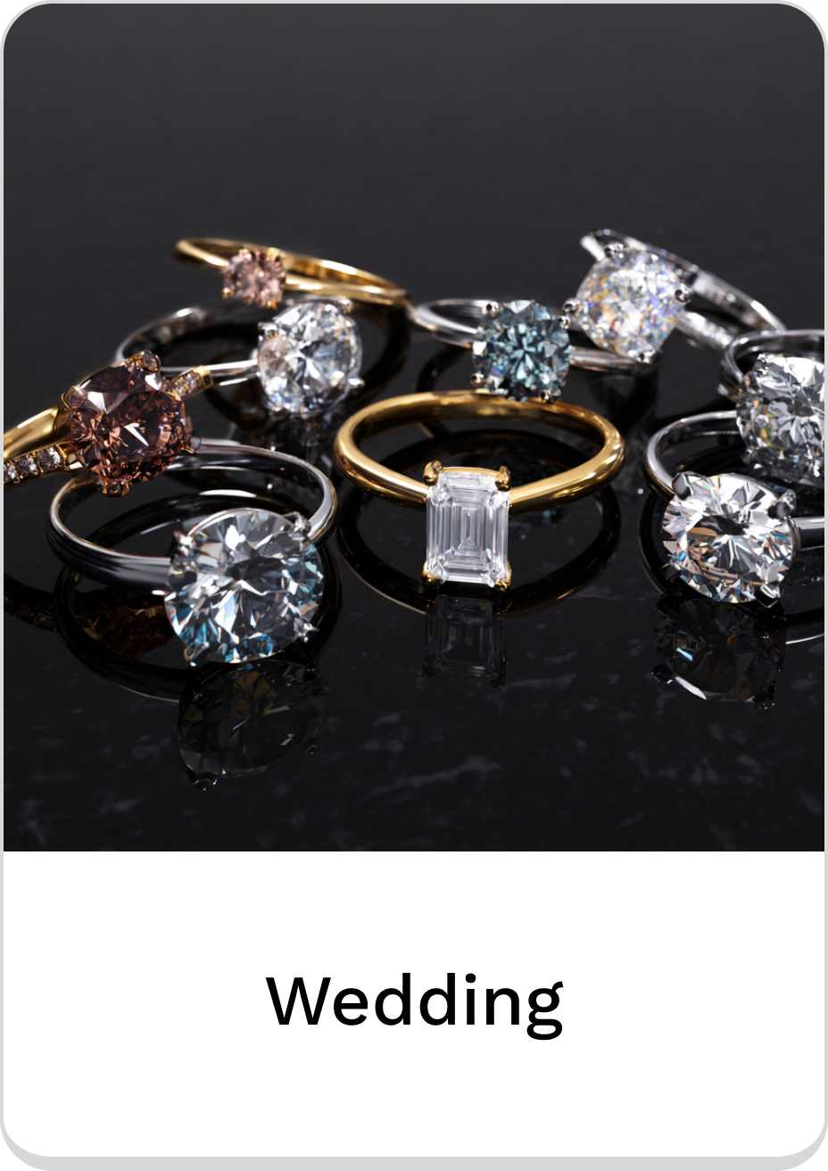 Assorted stunning wedding rings featuring various diamond styles and settings.