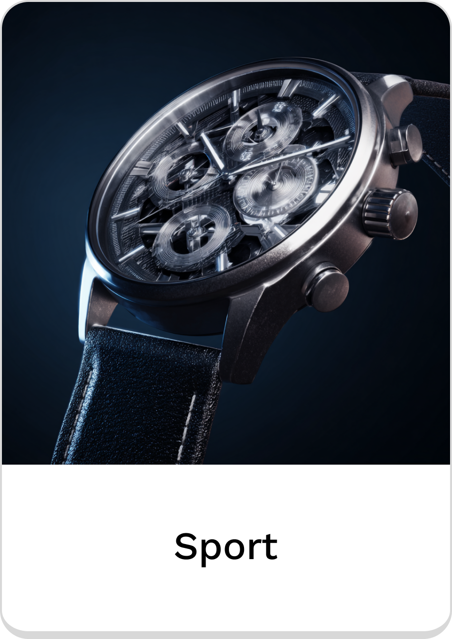 Stylish sport watch with intricate dial and sleek leather strap.
