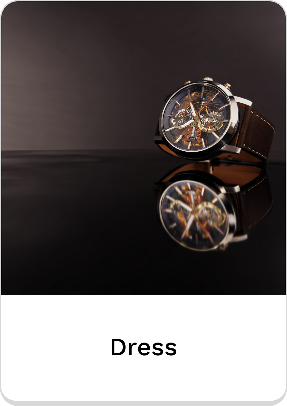 Elegant dress watch with intricate design and brown leather strap.