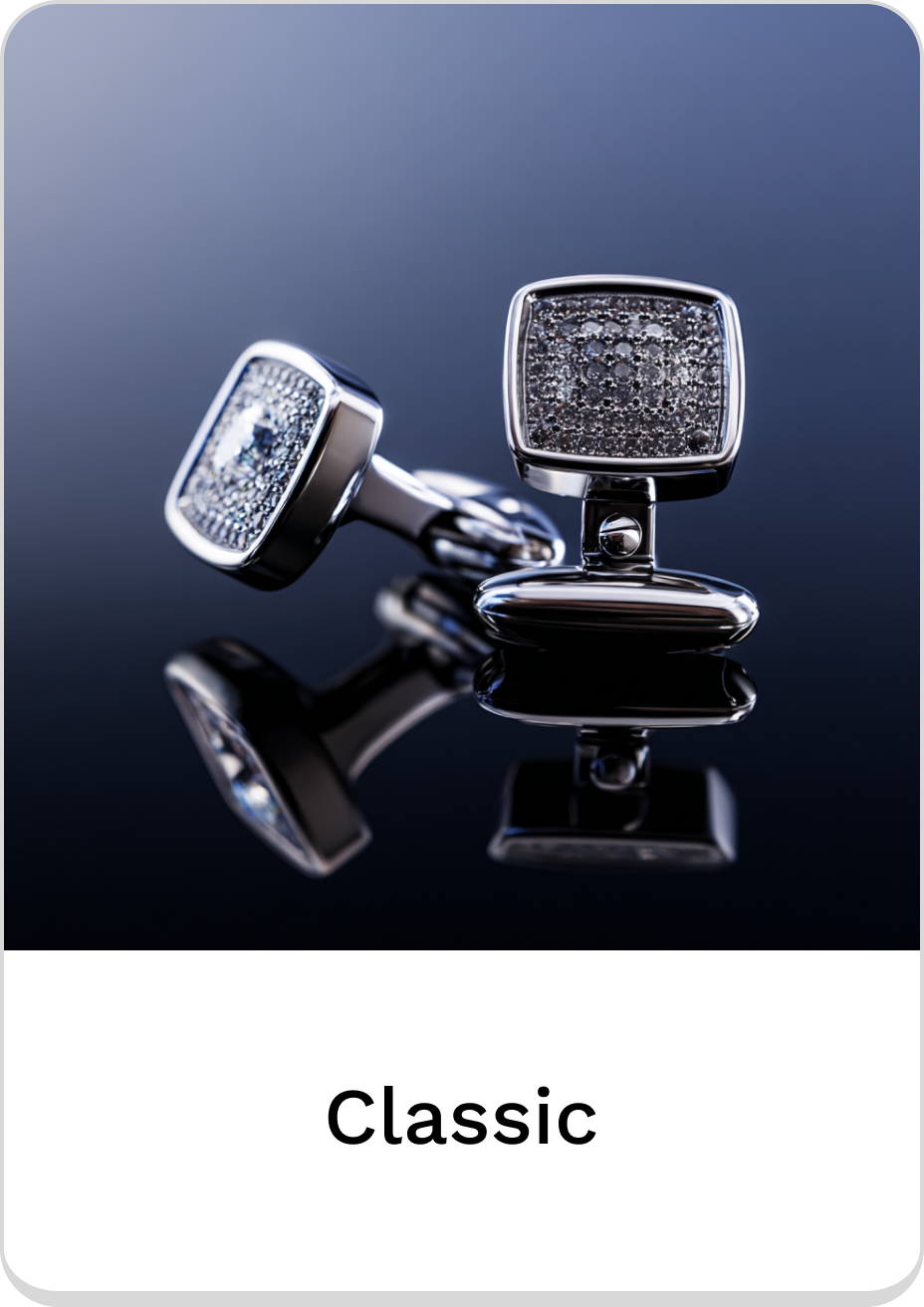 Elegant classic cufflinks with sparkling details, perfect for formal occasions.