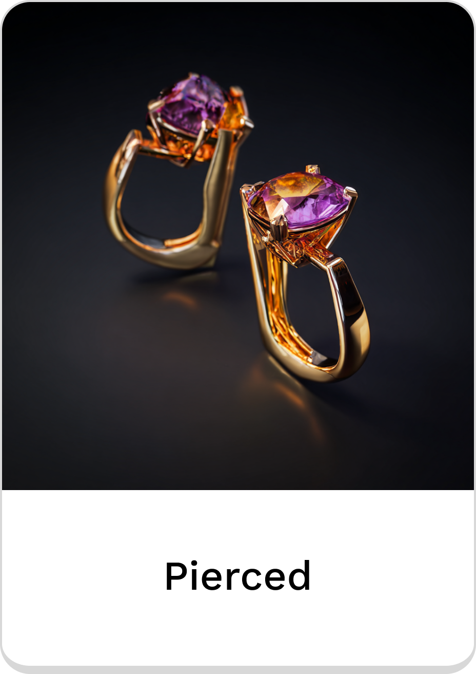 Elegant pierced earrings with sparkling gemstones in a luxurious gold setting.