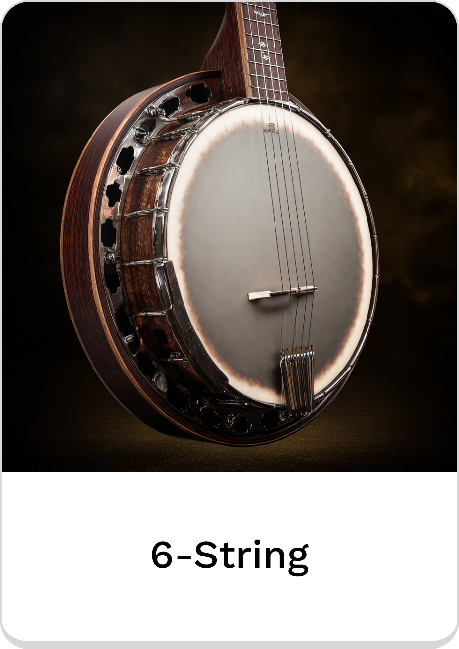 6-string banjo showcasing intricate design and premium craftsmanship for music enthusiasts.