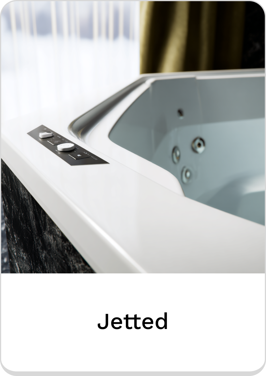 Close-up of jetted bathtub controls featuring elegant design and modern aesthetics.