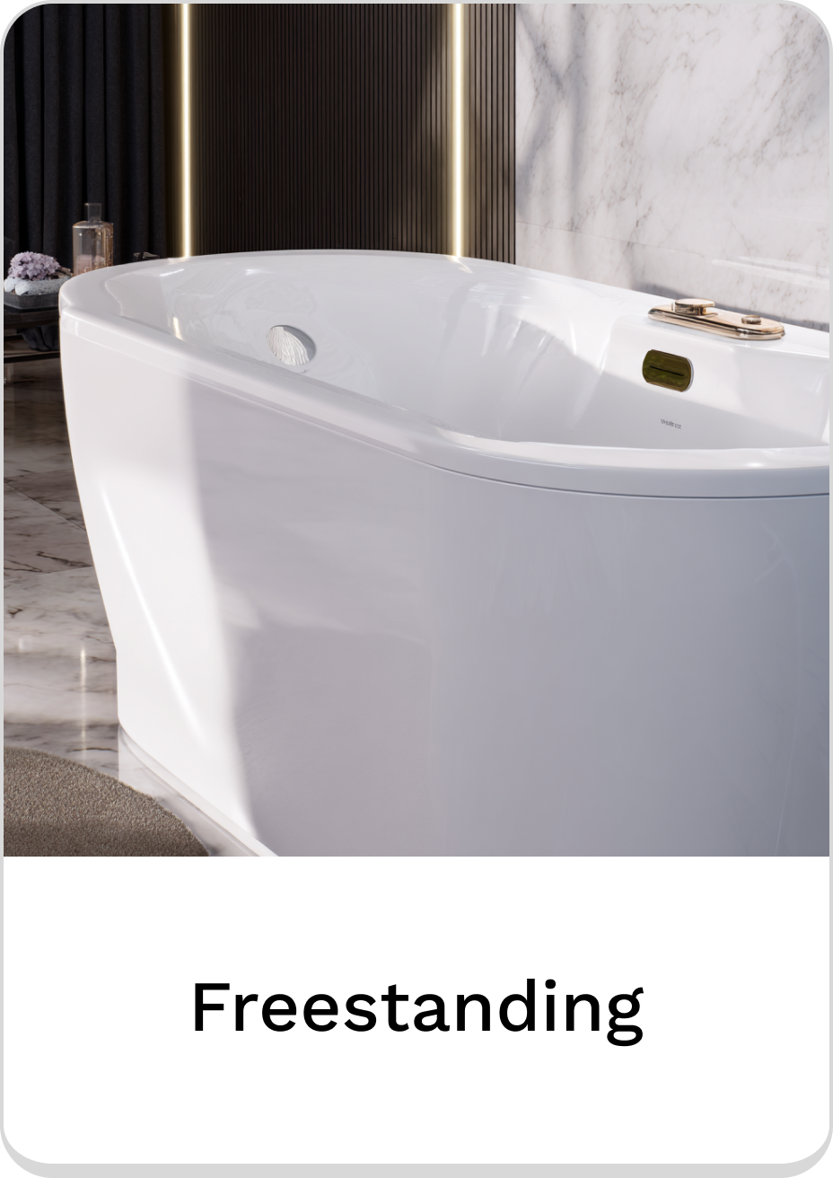 Elegant freestanding bathtub, perfect for modern bathroom designs.
