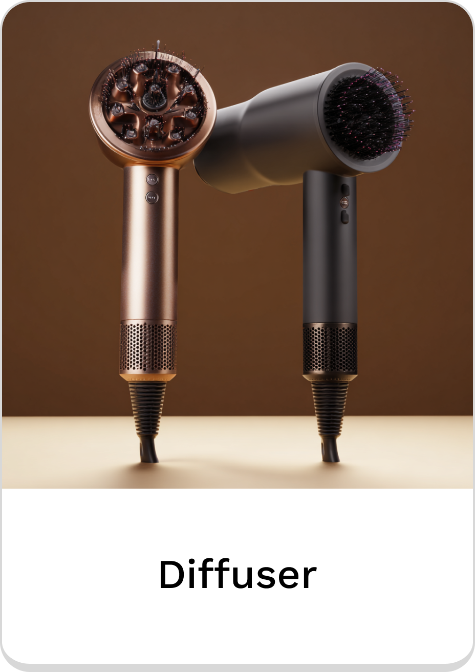 Stylish hair dryer diffuser set for enhanced styling and texture.