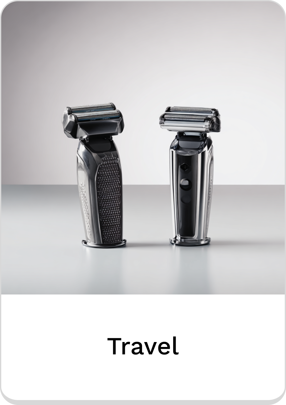 Set of sleek razors designed for convenient travel grooming solutions.