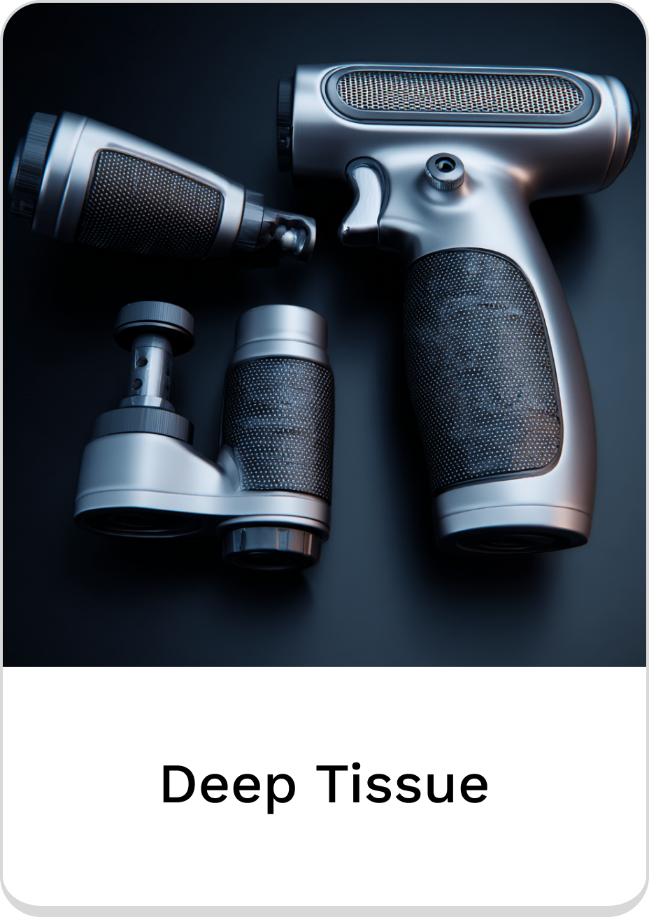 High-quality deep tissue massage gun with ergonomic design and multiple attachments.